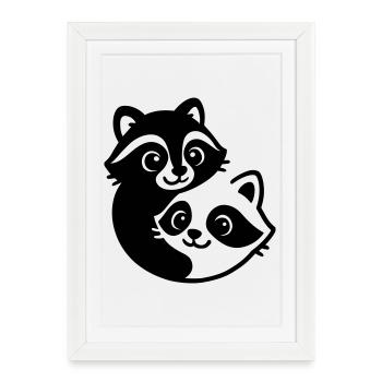 Ying Yang Blaireau Couple - Affiche encadrée (27 × 37 cm) - blanc - Devant