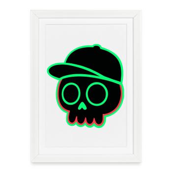 Casquette Néon - Affiche encadrée (27 × 37 cm) - blanc - Devant