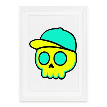 Casquette fluo Streetwear - Affiche encadrée (27 × 37 cm) - blanc - Devant