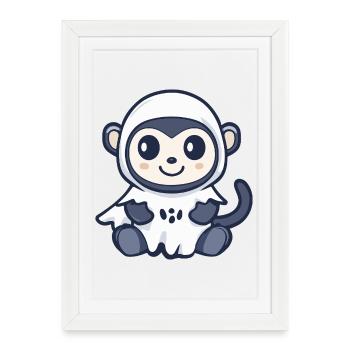 Monkey Halloween Ghost - Framed poster (27 × 37 cm) - white - Front