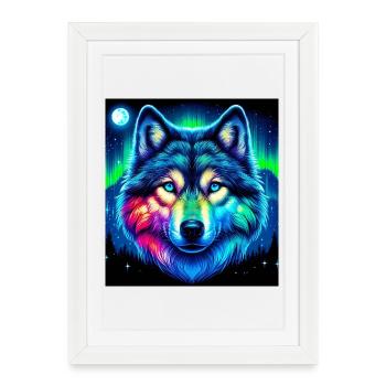 Loup - Affiche encadrée (27 × 37 cm) - blanc - Devant