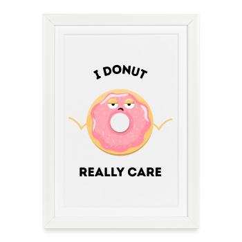Jeu de mots amusant sur les beignets - Je m’en soucie vraiment - Affiche encadrée (27 × 37 cm) - blanc - Devant