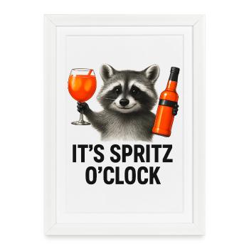C’est Spritz O’Clock Idée de cadeau pour la fête du raton laveur - Affiche encadrée (27 × 37 cm) - blanc - Devant