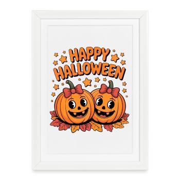 Citrouille Joie Joyeux Halloween Duo - Affiche encadrée (27 × 37 cm) - blanc - Devant