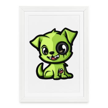Dog Halloween Zombie Comic - Framed poster (27 × 37 cm) - white - Front