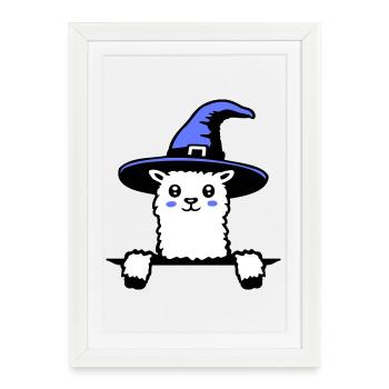 Llama Wizard Cute Look Magical Witch Hat Cute - Framed poster (27 × 37 cm) - white - Front