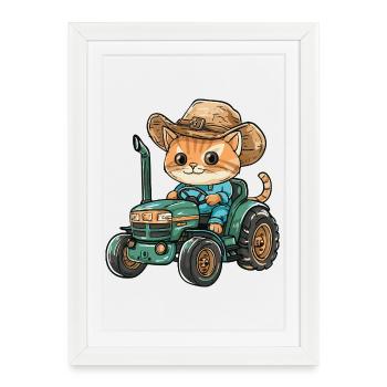 Tracteur agricole Cat - Affiche encadrée (27 × 37 cm) - blanc - Devant
