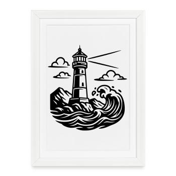 phare - Affiche encadrée (27 × 37 cm) - blanc - Devant