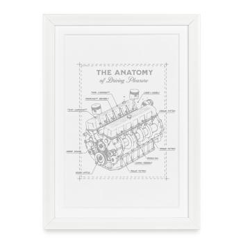 Anatomie d’un plan de moteur de voiture - Affiche encadrée (27 × 37 cm) - blanc - Devant