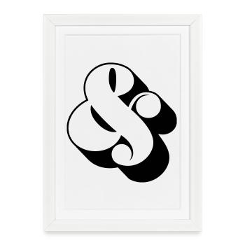Dampersand & – Funky Swag Symbol Design - Affiche encadrée (27 × 37 cm) - blanc - Devant