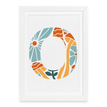 Lettre o fleurs groovy idée cadeau  - Affiche encadrée (27 × 37 cm) - blanc - Devant