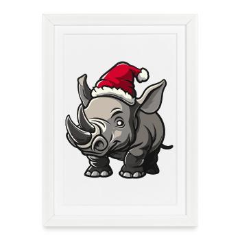 Rhino Christmas - Framed poster (27 × 37 cm) - white - Front