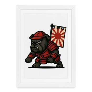 Bulldog Samurai Rising - Framed poster (27 × 37 cm) - white - Front