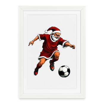 Footballeur de Noël - Affiche encadrée (27 × 37 cm) - blanc - Devant