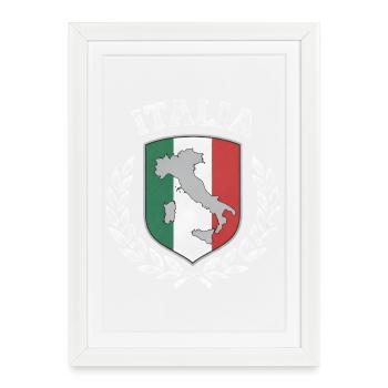 Drapeau Italie Carte Tricolore - Affiche encadrée (27 × 37 cm) - blanc - Devant