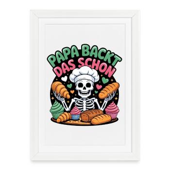 Papa prépare ce gentil chef squelette - Affiche encadrée (27 × 37 cm) - blanc - Devant