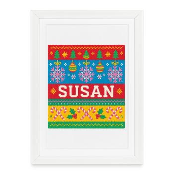 Art de Noël personnalisé de Susan - Affiche encadrée (27 × 37 cm) - blanc - Devant