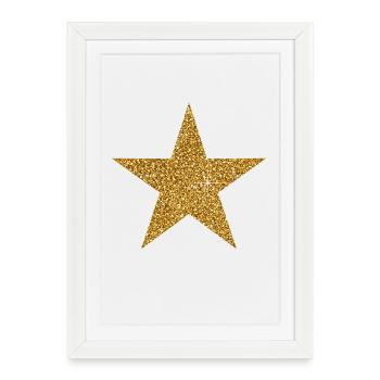 Étoile dorée vintage Étoile d’Étoile Étoile É - Affiche encadrée (27 × 37 cm) - blanc - Devant