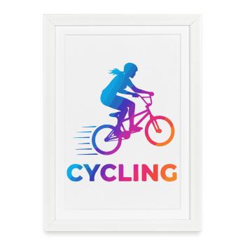 BMX Girl Cyclist Silhouette Gradient - Framed poster (27 × 37 cm) - white - Front
