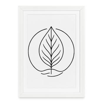 Art de feuilles minimaliste – Forme végétale biologique - Affiche encadrée (27 × 37 cm) - blanc - Devant