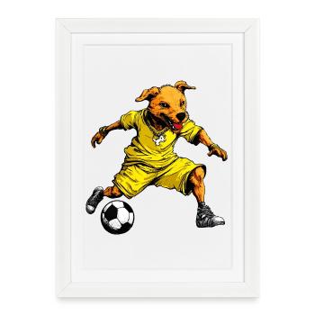 Football pour chiens - Affiche encadrée (27 × 37 cm) - blanc - Devant