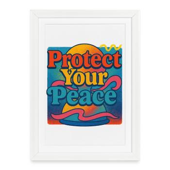 Protect Your Peace Retro Sunset - Framed poster (27 × 37 cm) - white - Front