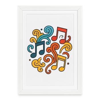 Colorful musical notes - Framed poster (27 × 37 cm) - white - Front