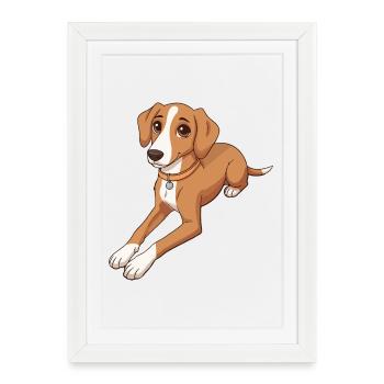 Chien de Podenco Race de chien Propriétaire de chien Animal de compagnie - Affiche encadrée (27 × 37 cm) - blanc - Devant