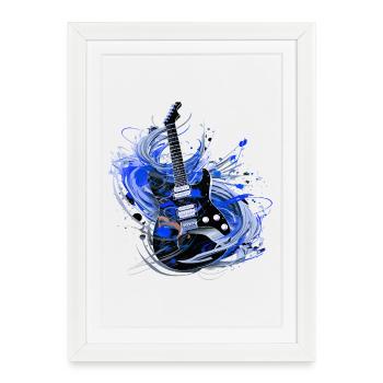 guitare électrique guitare guitariste instrument de musique rock - Affiche encadrée (27 × 37 cm) - blanc - Devant