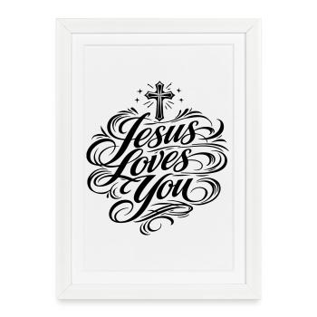 Proverbe de Jésus t’aime - Affiche encadrée (27 × 37 cm) - blanc - Devant