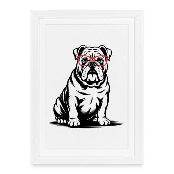 Bouledogue français - Affiche encadrée (27 × 37 cm) - blanc - Devant