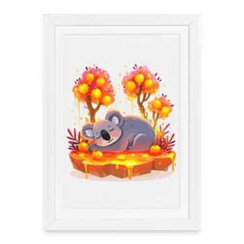 Koala câlin dans la forêt de miel - Affiche encadrée (27 × 37 cm) - blanc - Devant