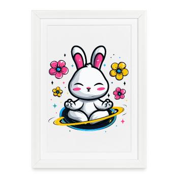 Moon Bunny in the Flower Circle - Framed poster (27 × 37 cm) - white - Front