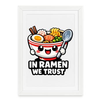 Nouilles ramen kawaii - Affiche encadrée (27 × 37 cm) - blanc - Devant