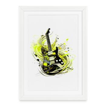 guitare électrique guitare guitariste instrument de musique rock - Affiche encadrée (27 × 37 cm) - blanc - Devant