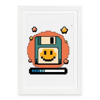 Floppy Disk Retro Internet - Framed poster (27 × 37 cm) - white - Front