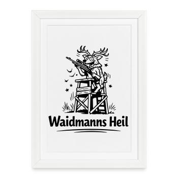 Verrückter Hirsch Waidmannsheil - Framed poster (27 × 37 cm) - white - Front