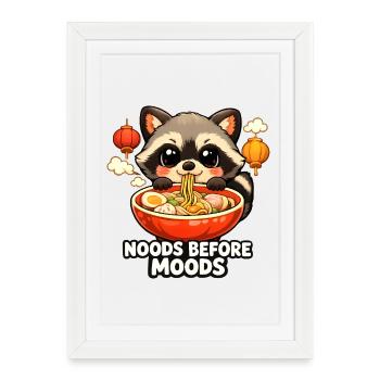 Nouilles ramen avant Moods Raccoon - Affiche encadrée (27 × 37 cm) - blanc - Devant