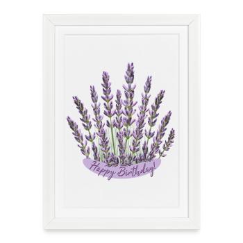 Anniversaire lavande Fleur violette - Affiche encadrée (27 × 37 cm) - blanc - Devant