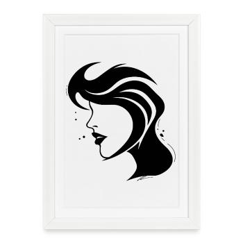 Femme Silhouette - Visage abstrait - Affiche encadrée (27 × 37 cm) - blanc - Devant