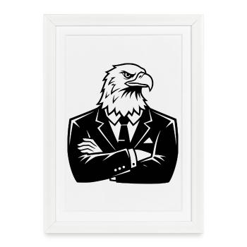 Eagle in a Suit – Leadership Animal Design - Affiche encadrée (27 × 37 cm) - blanc - Devant
