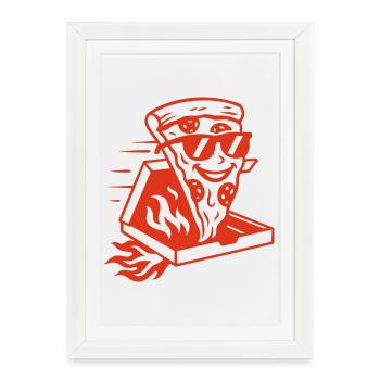 Hot pizza with sunglasses - Fastfood Fun - Framed poster (27 × 37 cm) - white - Front