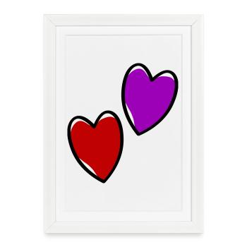 Cœurs Amour - Affiche encadrée (27 × 37 cm) - blanc - Devant