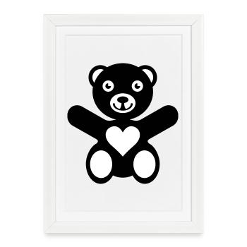 ours cœur love - Affiche encadrée (27 × 37 cm) - blanc - Devant