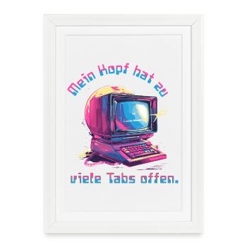 Onglets néon d’ordinateur vintage ouverts - Affiche encadrée (27 × 37 cm) - blanc - Devant