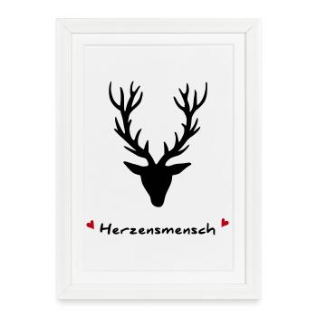 HirschLIEBE - L’Original par heavenlygoods - Affiche encadrée (27 × 37 cm) - blanc - Devant