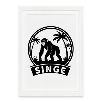 singe - Affiche encadrée (27 × 37 cm) - blanc - Devant