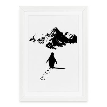 Pingouin Solitaire - Affiche encadrée (27 × 37 cm) - blanc - Devant