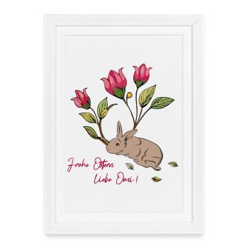 Easter bunny with tulips - Framed poster (27 × 37 cm) - white - Front