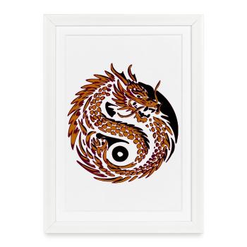 Dragon Spiral Yin of Fire - Framed poster (27 × 37 cm) - white - Front